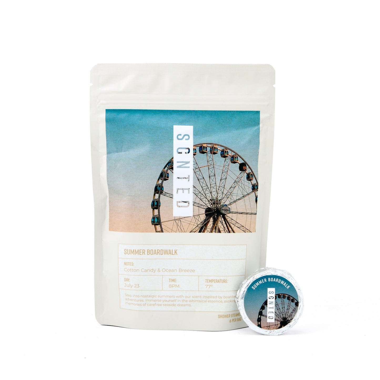 Cotton Candy and Ocean Breeze Shower Steamer Tablets – 6-Tablet Bag | Summer Boardwalk